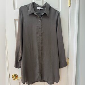 Gray Button-Up Shirtdress